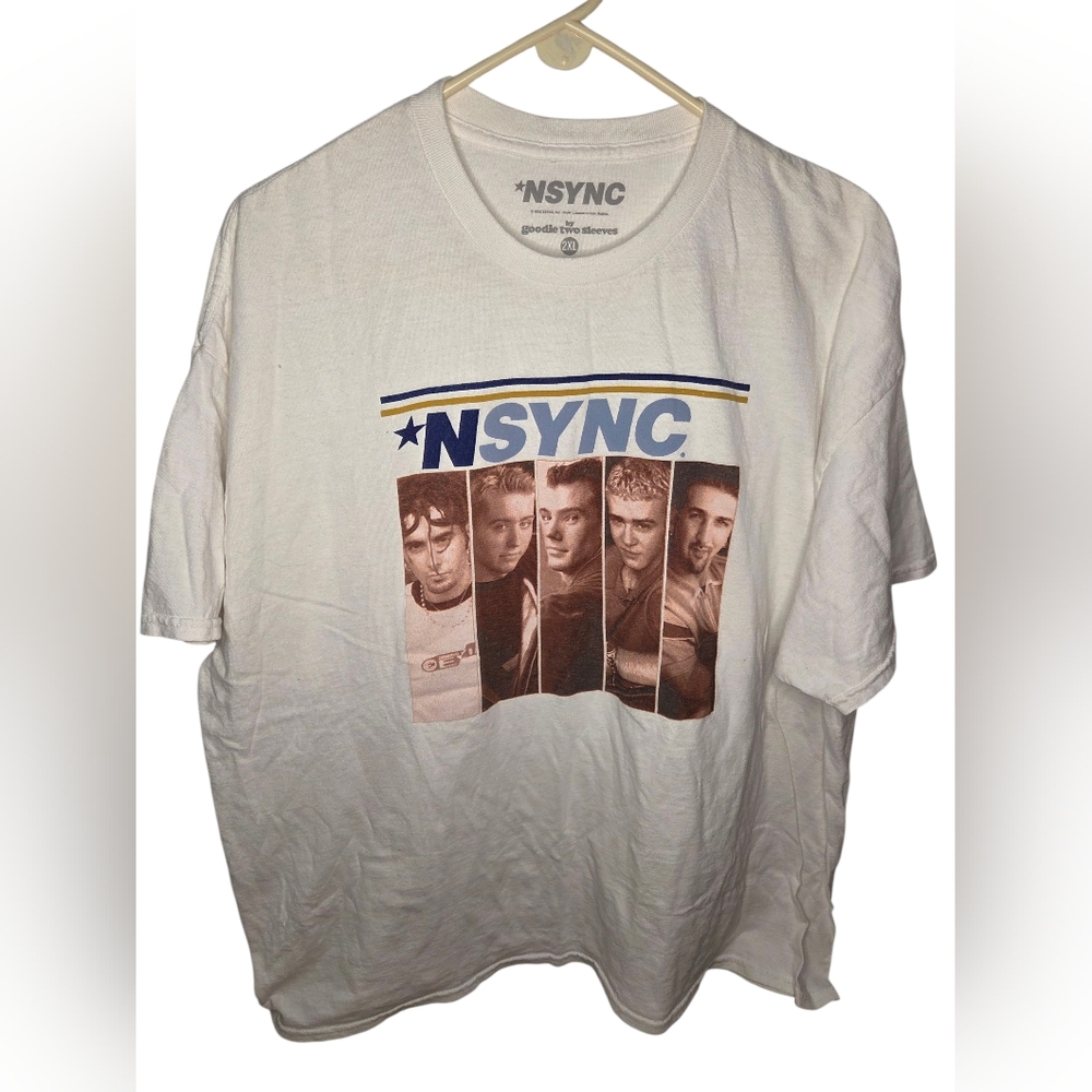 NSYNC Unisex Adult White Short Sleeve Graphic T-Shirt Size 2XL